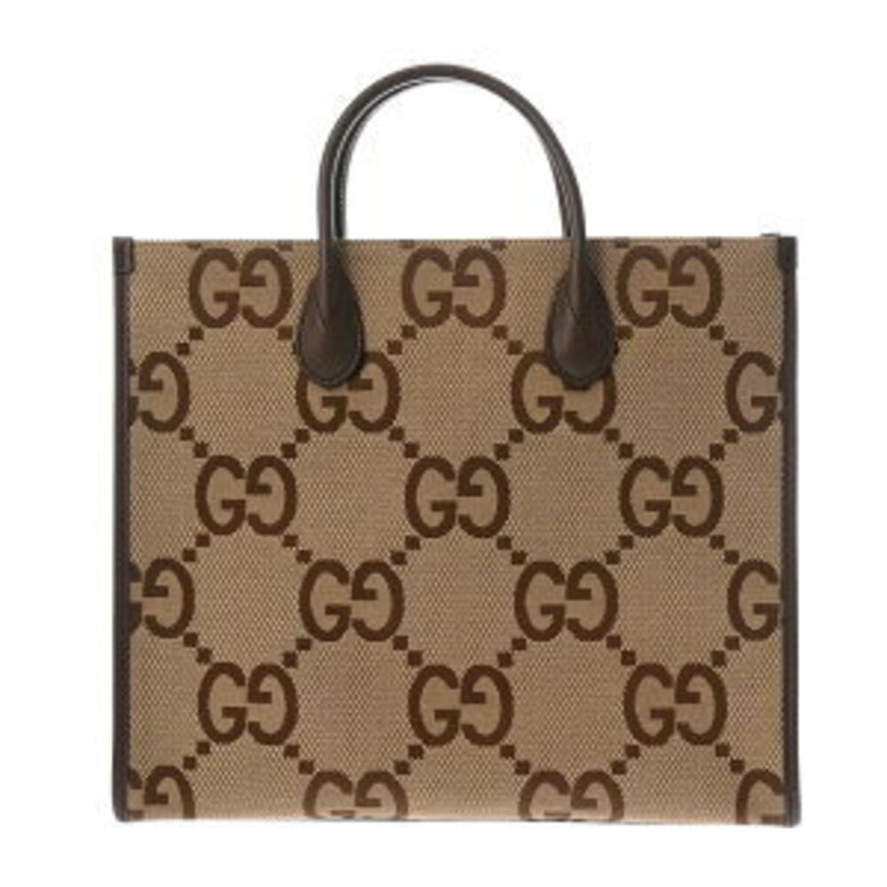 Gucci Jumbo GG Beige Brown Canvas Leather Tote Bag